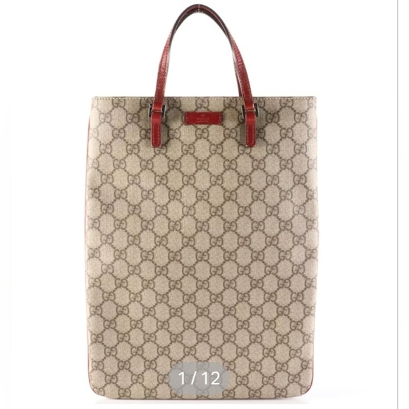 Authentic Gucci Tote Bag Supreme Coated Canvas and Leather RED ❤️❤️ - Picture 1 of 9
